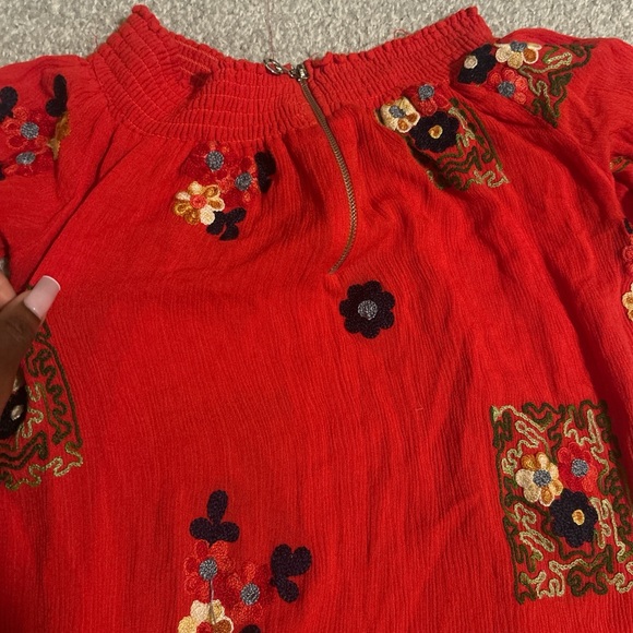 Floral Embroidered Red blouse/ Top - Picture 4 of 4